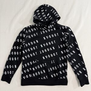 Jordan Air Boys Youth Pullover Thermal Hoodie Core Performance Black Size 12-13y